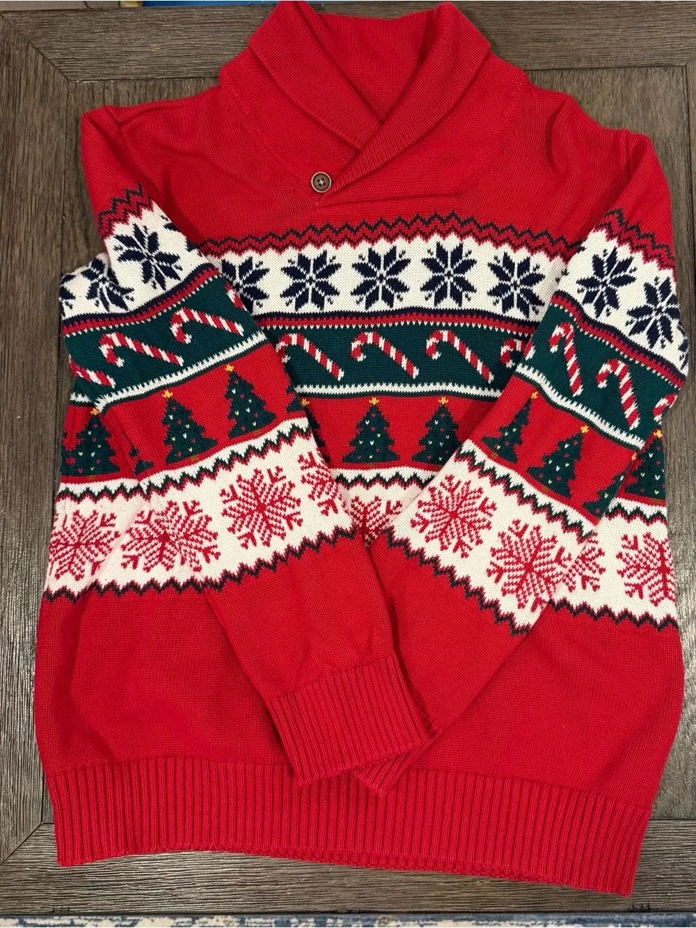 The Children’s Place Boys Christmas Fair Isle Shawl Collar Sweater Size 14 (XL)